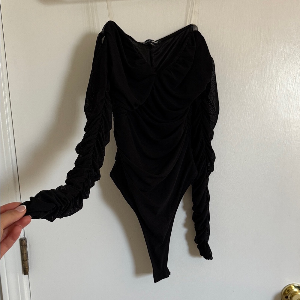 Fashion Nova Black Ruched Top